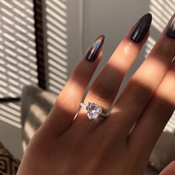 NEW 925 Sterling Silver Diamond Heart Wedding Ring - Picture 8 of 8